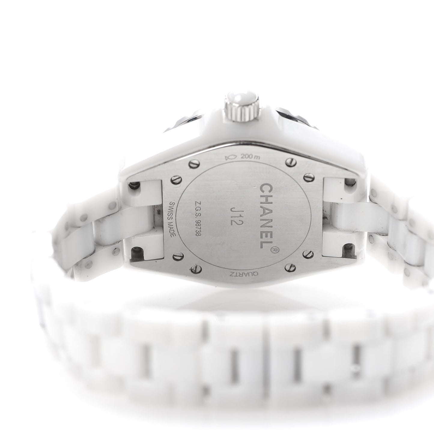 Stainless Steel Ceramic Diamond 33mm J12 Quartz Watch White