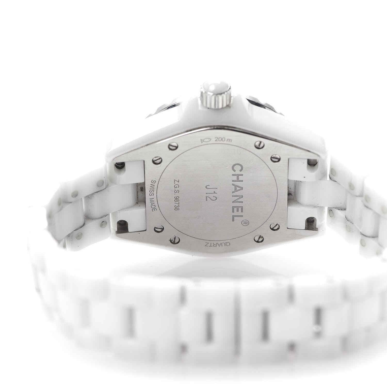 Chanel Stainless Steel Ceramic Diamond 33mm J12 Quartz Watch White 5 of 7