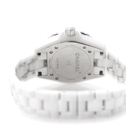 Chanel Stainless Steel Ceramic Diamond 33mm J12 Quartz Watch White 5 of 7