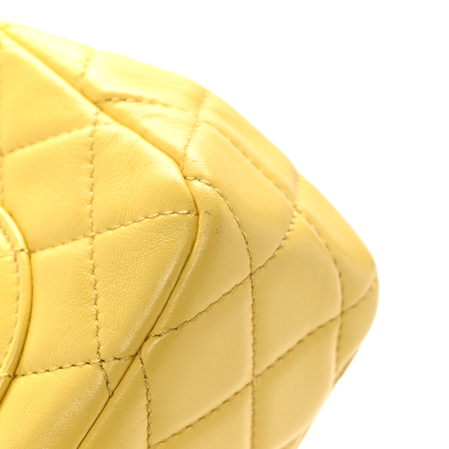 Chanel Lambskin Resin Quilted Mini Rectangular Pearl Samba Flap Yellow 11 of 12
