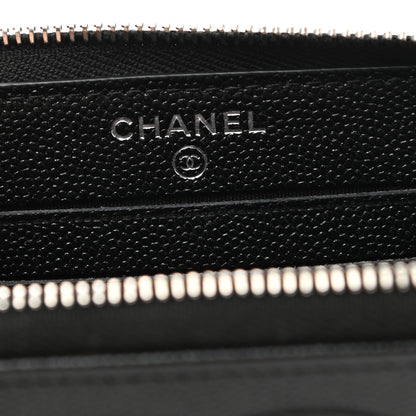 Chanel Caviar CC Small Zip Around Wallet Black Blue Green 6 of 8