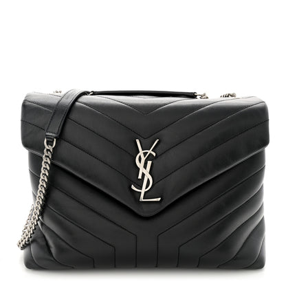 Saint Laurent Calfskin Y Quilted Monogram Medium Loulou Chain Satchel Black 1 of 10
