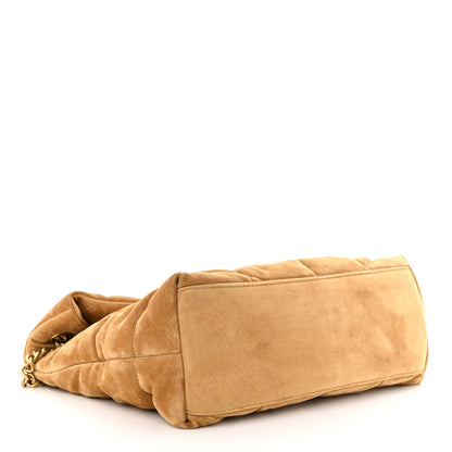 Saint Laurent Suede Calfskin Quilted Medium Loulou Puffer Monogram Chain Satchel Cinnamon 4 of 11