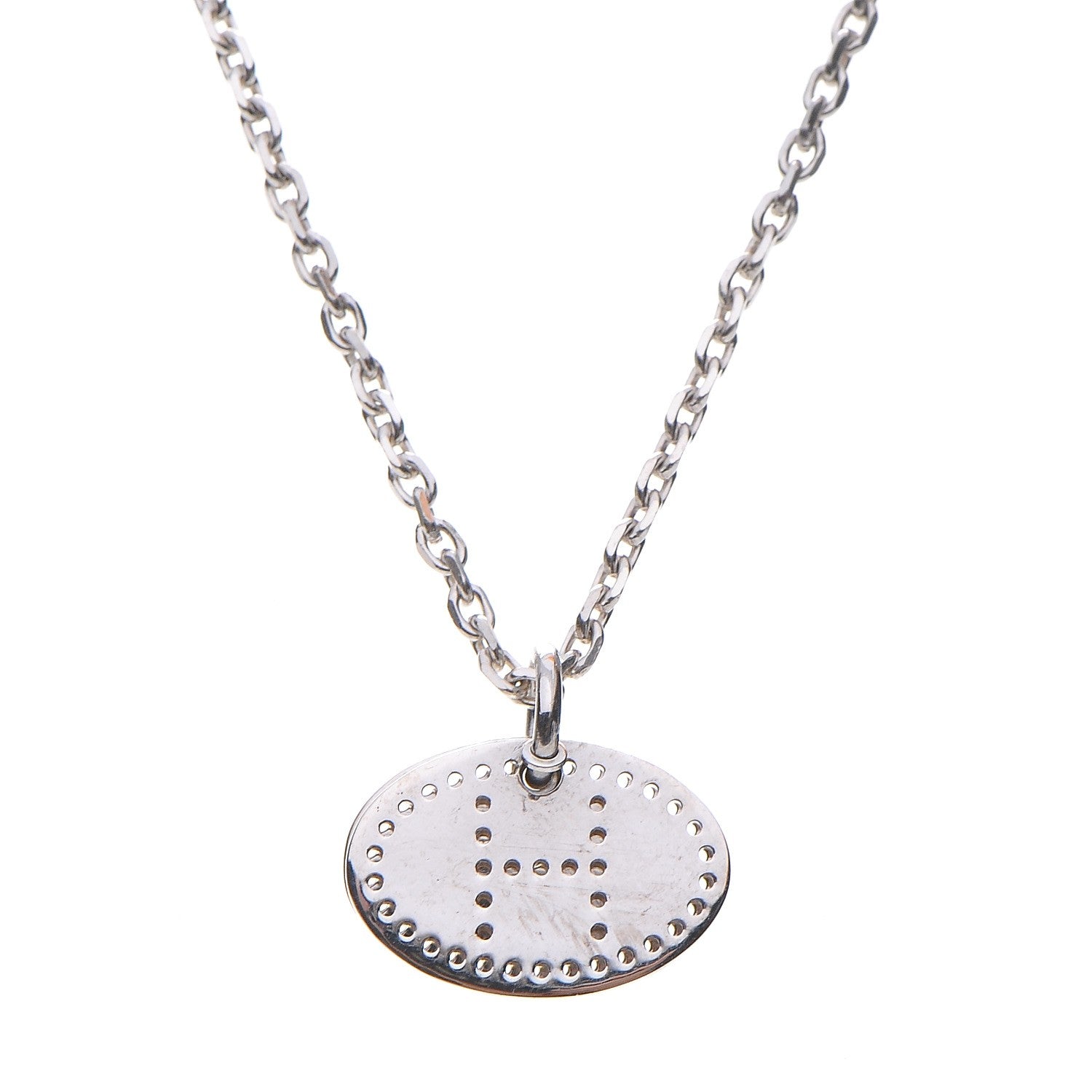 Hermes Sterling Silver Eclipse Pendant Necklace 4 of 9