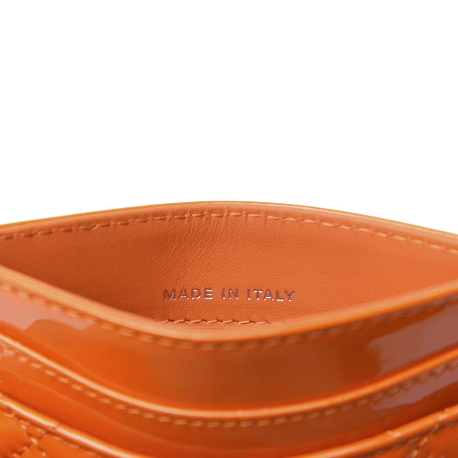 Chanel Patent Calfskin Quilted Card Holder Orange 7 of 9