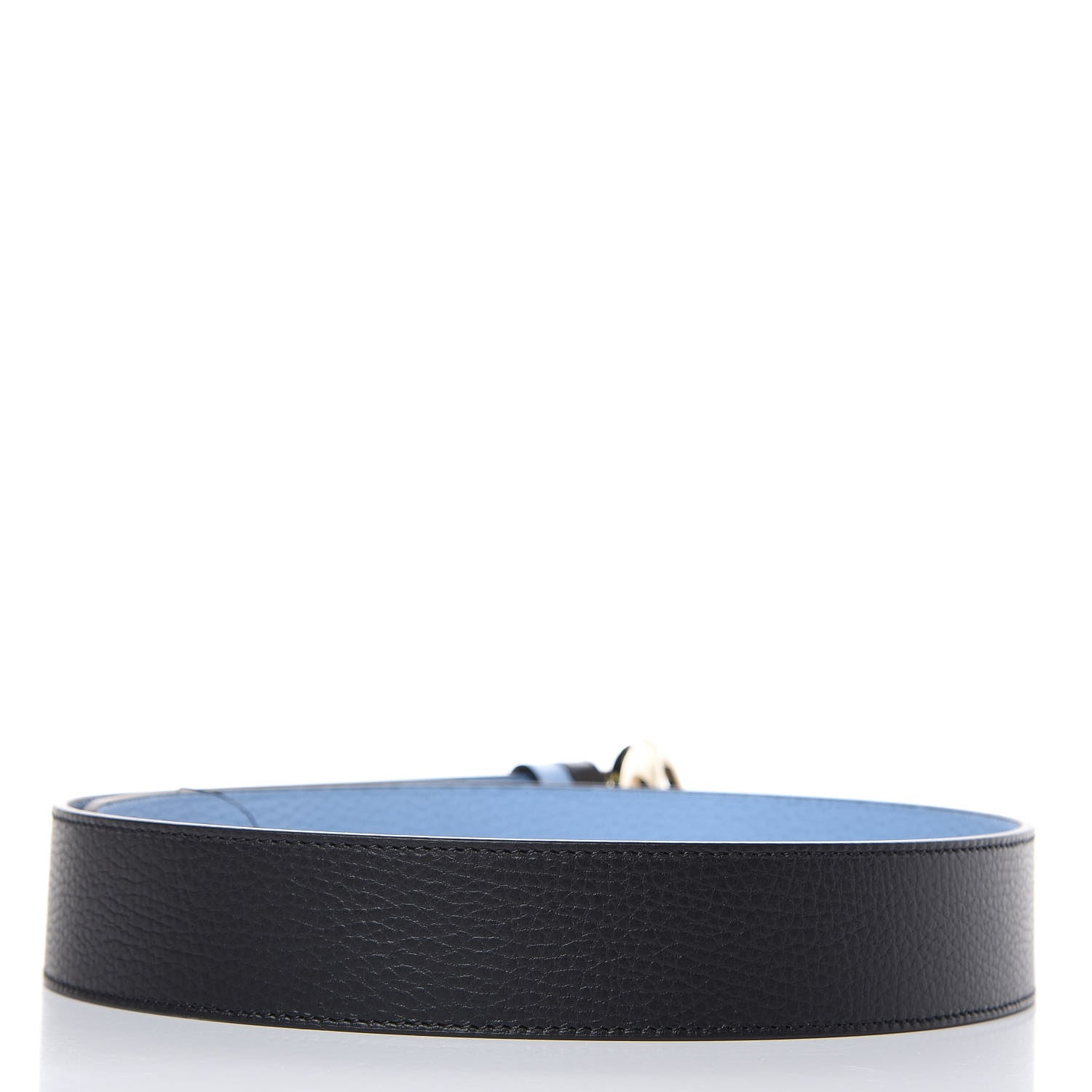 Gucci Dollar Calfskin 1973 Reversible Belt 85 34 Black Mineral Blue 3 of 5