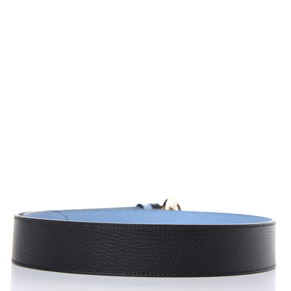 Gucci Dollar Calfskin 1973 Reversible Belt 85 34 Black Mineral Blue 3 of 5