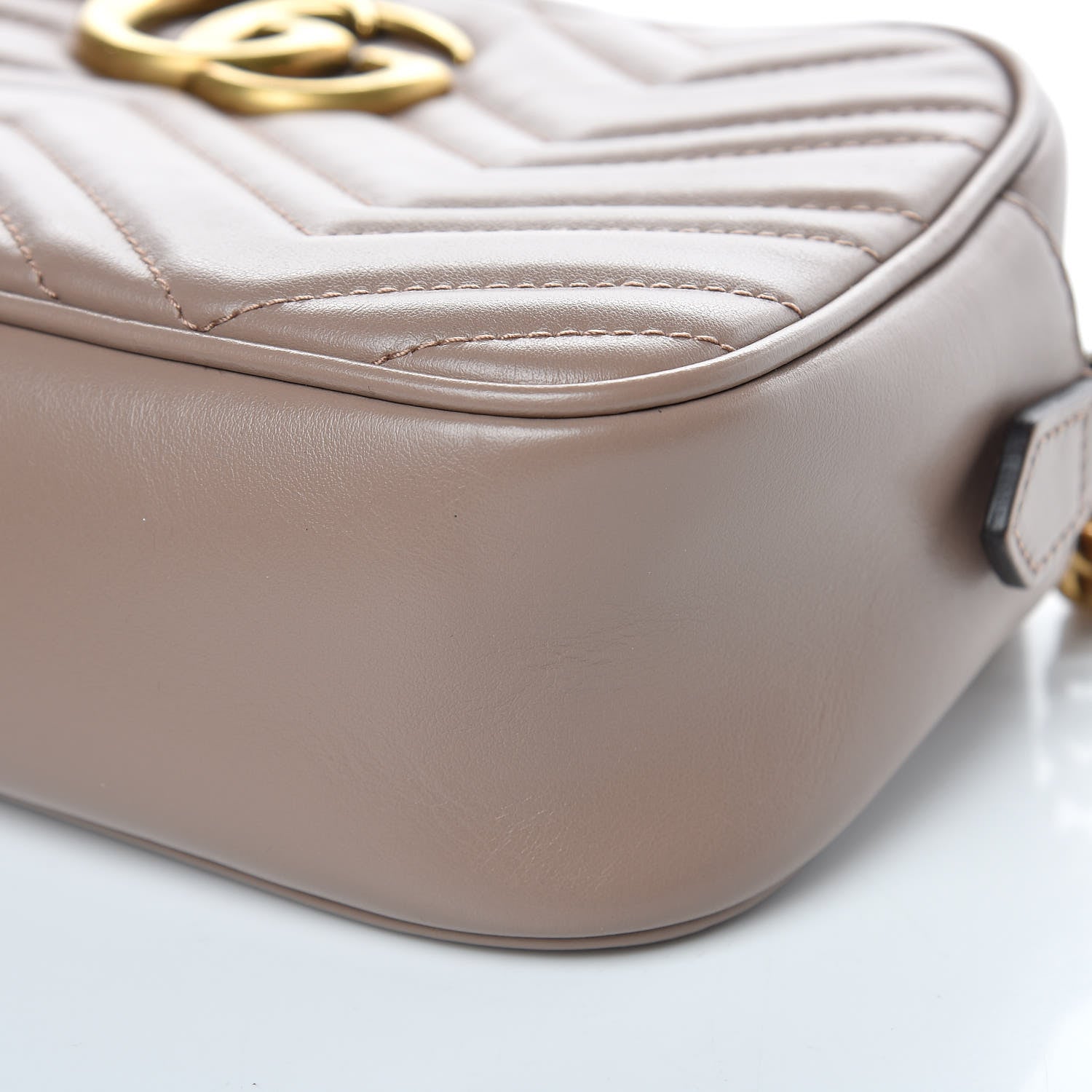 Gucci Calfskin Matelasse Small GG Marmont Chain Shoulder Bag Taupe 9 of 9