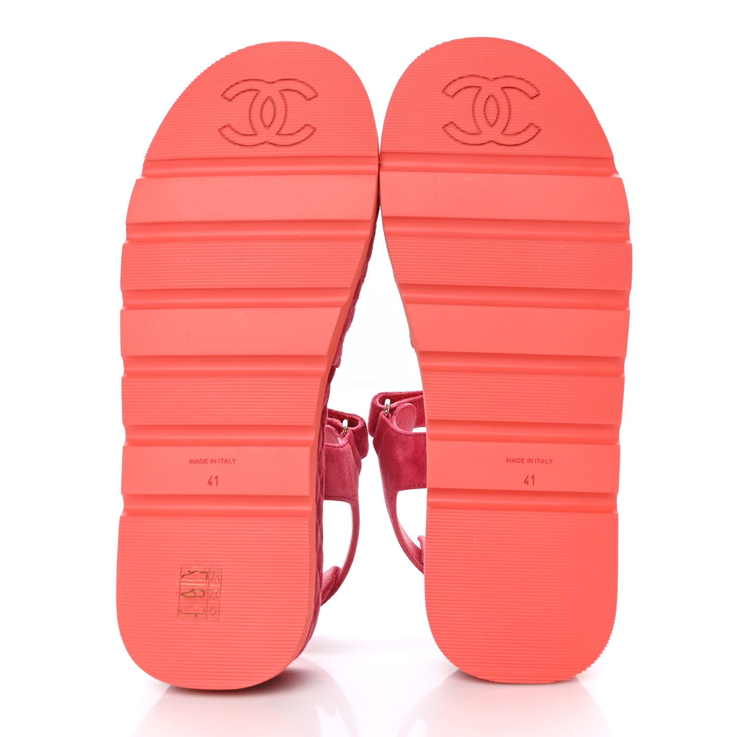 Chanel Suede Quilted Platform Sandals 41 Red Light Red 6 of 9