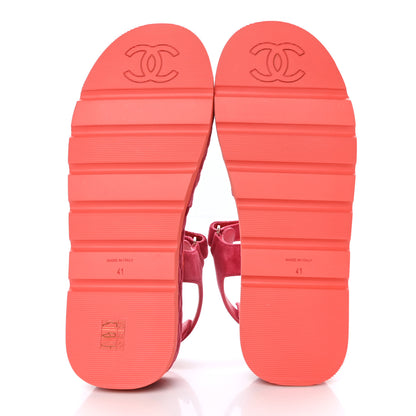 Chanel Suede Quilted Platform Sandals 41 Red Light Red 6 of 9