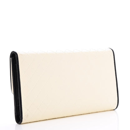 Chanel Calfskin Diamond Stitched Long Flap Wallet White 3 of 9