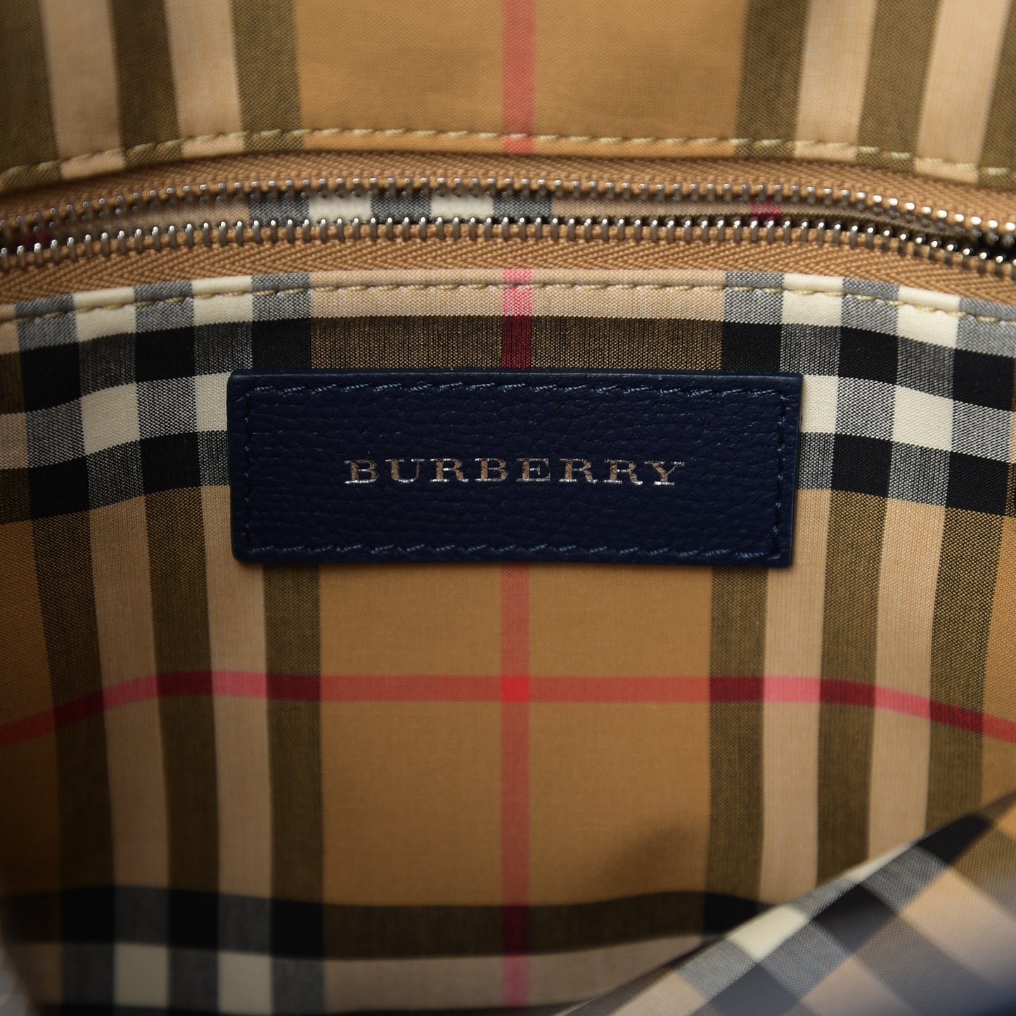 Derby Calfskin Vintage Check Medium Banner Tote Regency Blue