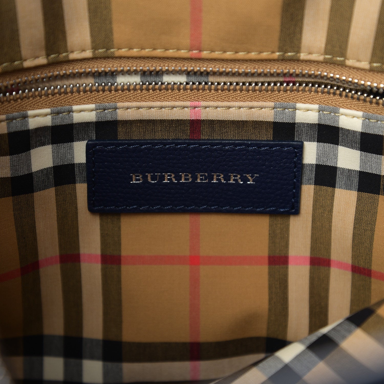 Burberry Derby Calfskin Vintage Check Medium Banner Tote Regency Blue 5 of 10