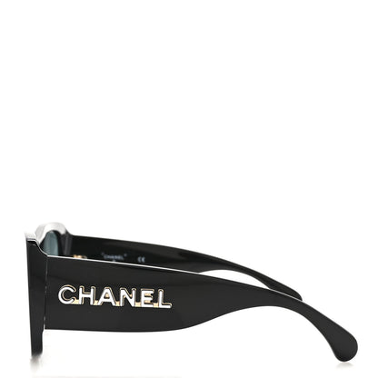 Chanel Acetate CC Logo Square Sunglasses 71472 Black 3 of 8