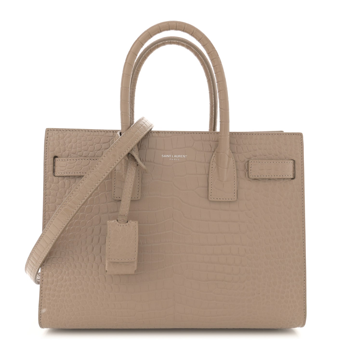 Calfskin Crocodile Embossed Baby Sac De Jour Brown