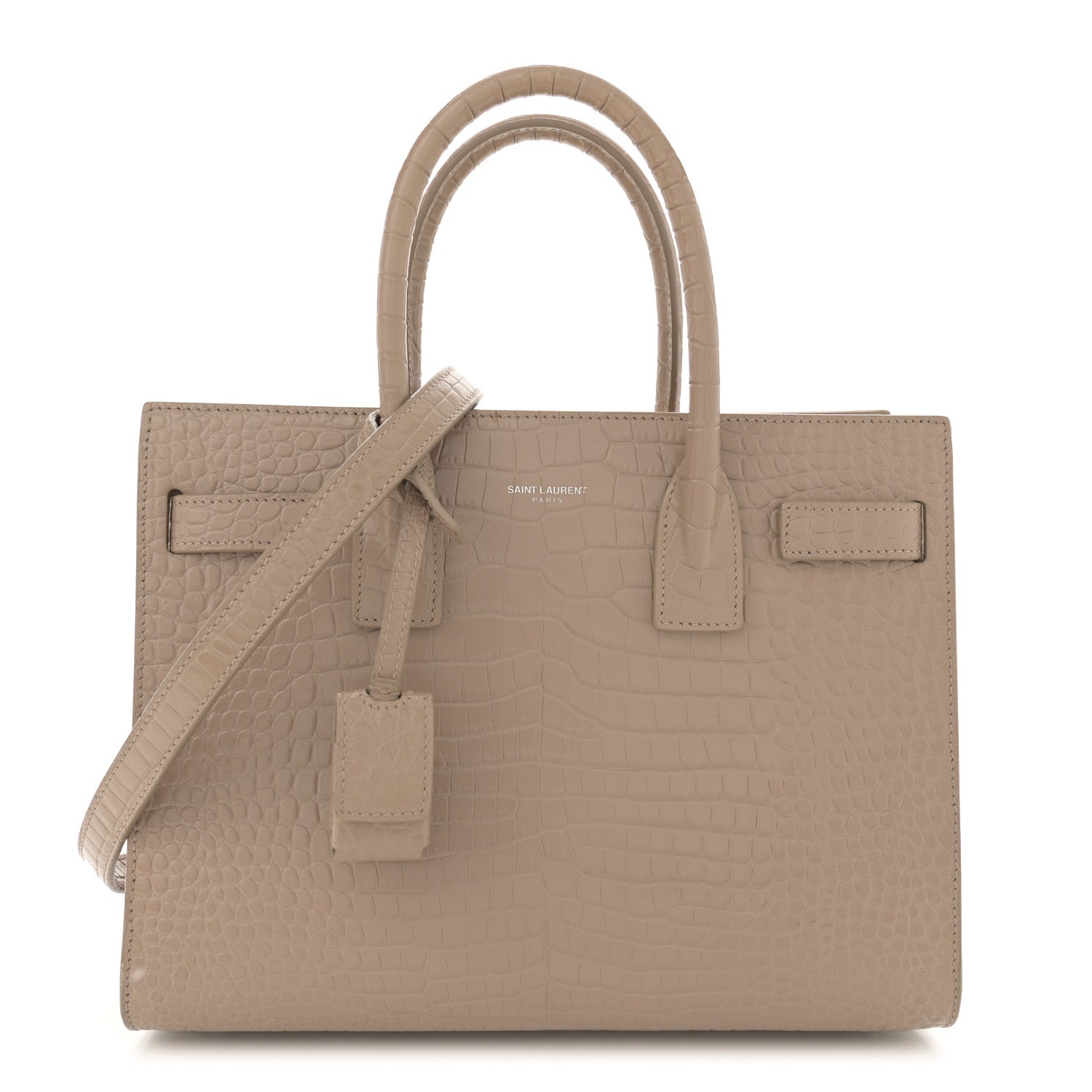 Saint Laurent Calfskin Crocodile Embossed Baby Sac De Jour Brown 1 of 13