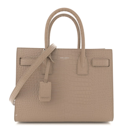 Saint Laurent Calfskin Crocodile Embossed Baby Sac De Jour Brown 1 of 13