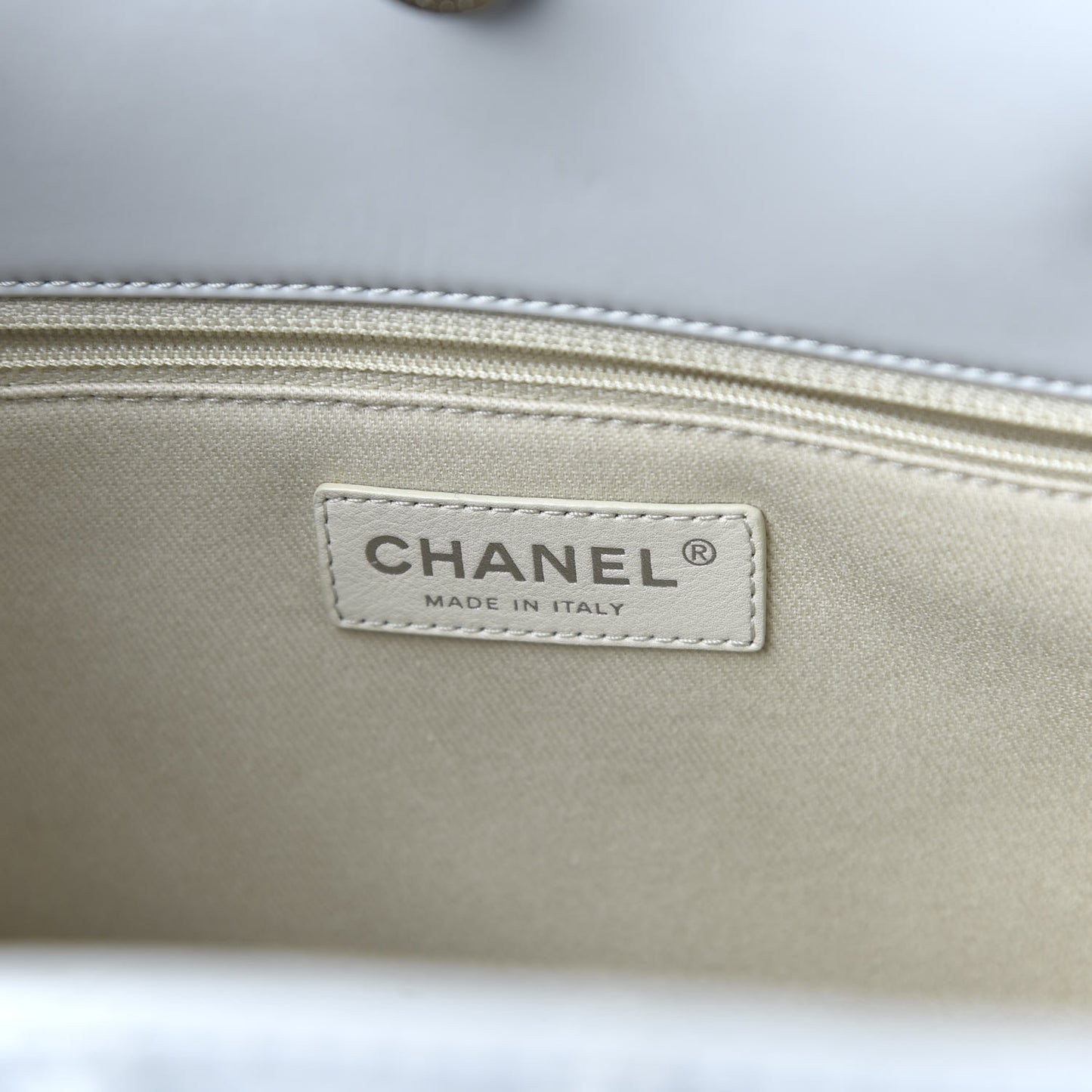 Vinyl Quilted In The Business North South Tote Light Grey