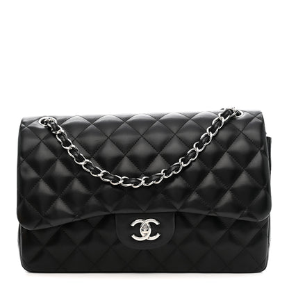 Chanel Lambskin Quilted Jumbo Double Flap Black 1 of 12