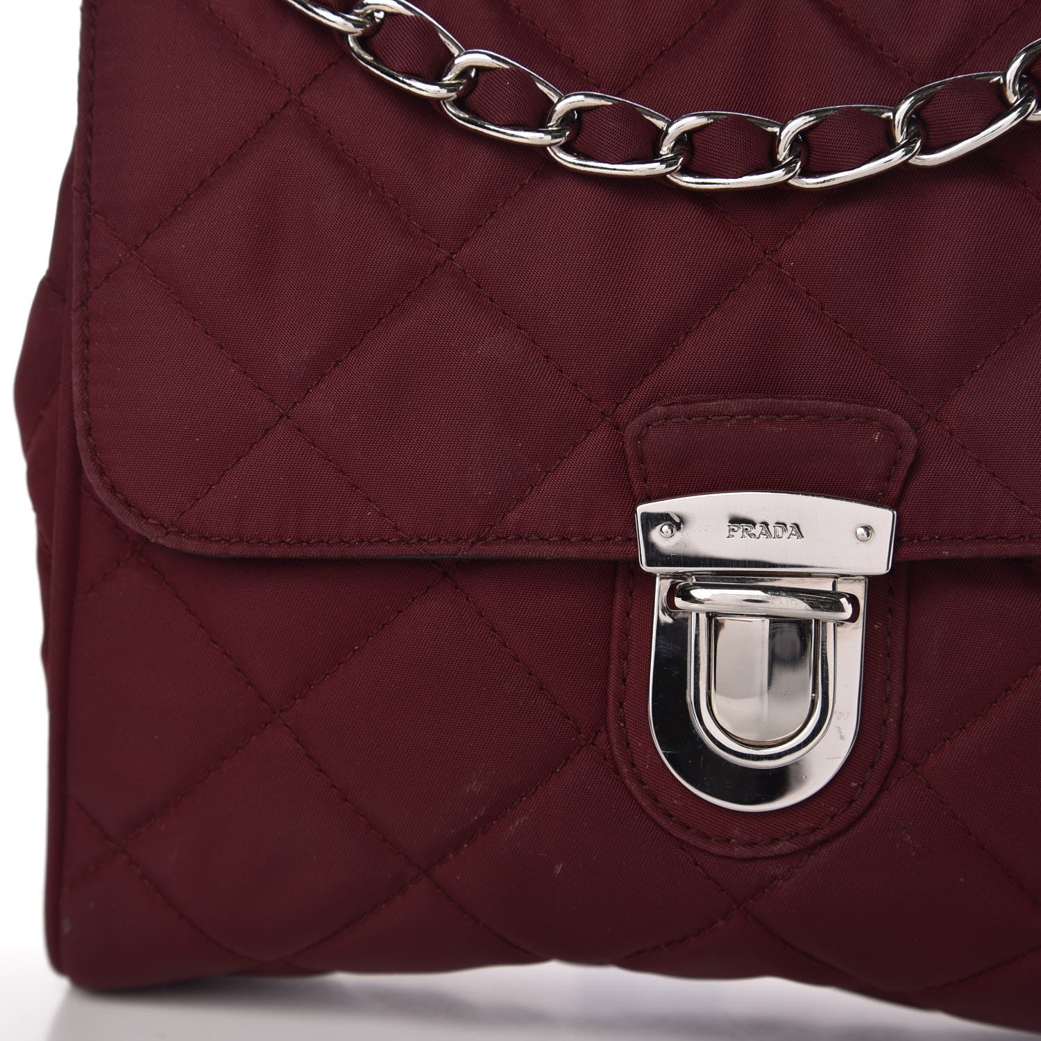 Prada Nylon Tessuto Impuntu Quilted Flap Granato 17 of 18