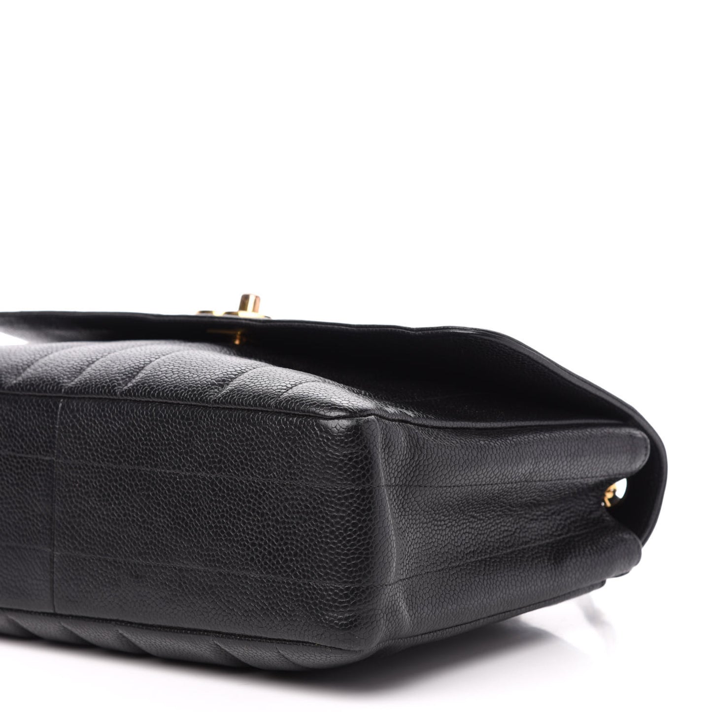 Caviar Vertical Quilt Small Single Flap Black