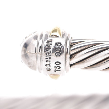 David Yurman Sterling Silver 18K Yellow Gold Diamond Pave 7mm Cable Classics Bracelet 5 of 5