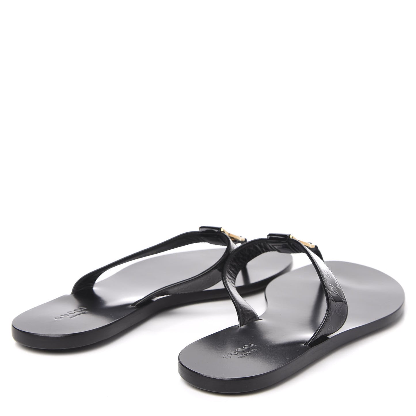 Patent Guccissima Thong Sandals 39 Black