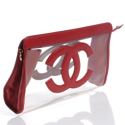 Chanel Vinyl CC Logo Cosmetic Pouch Red 3 of 9