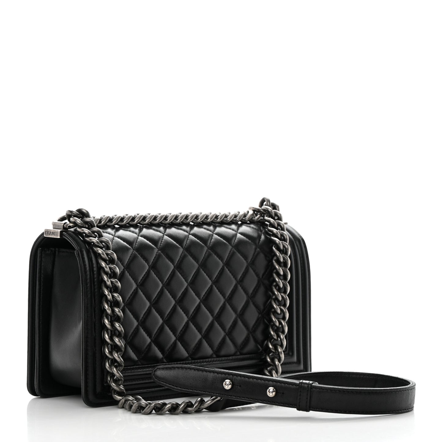Lambskin Quilted Medium Boy Flap Black