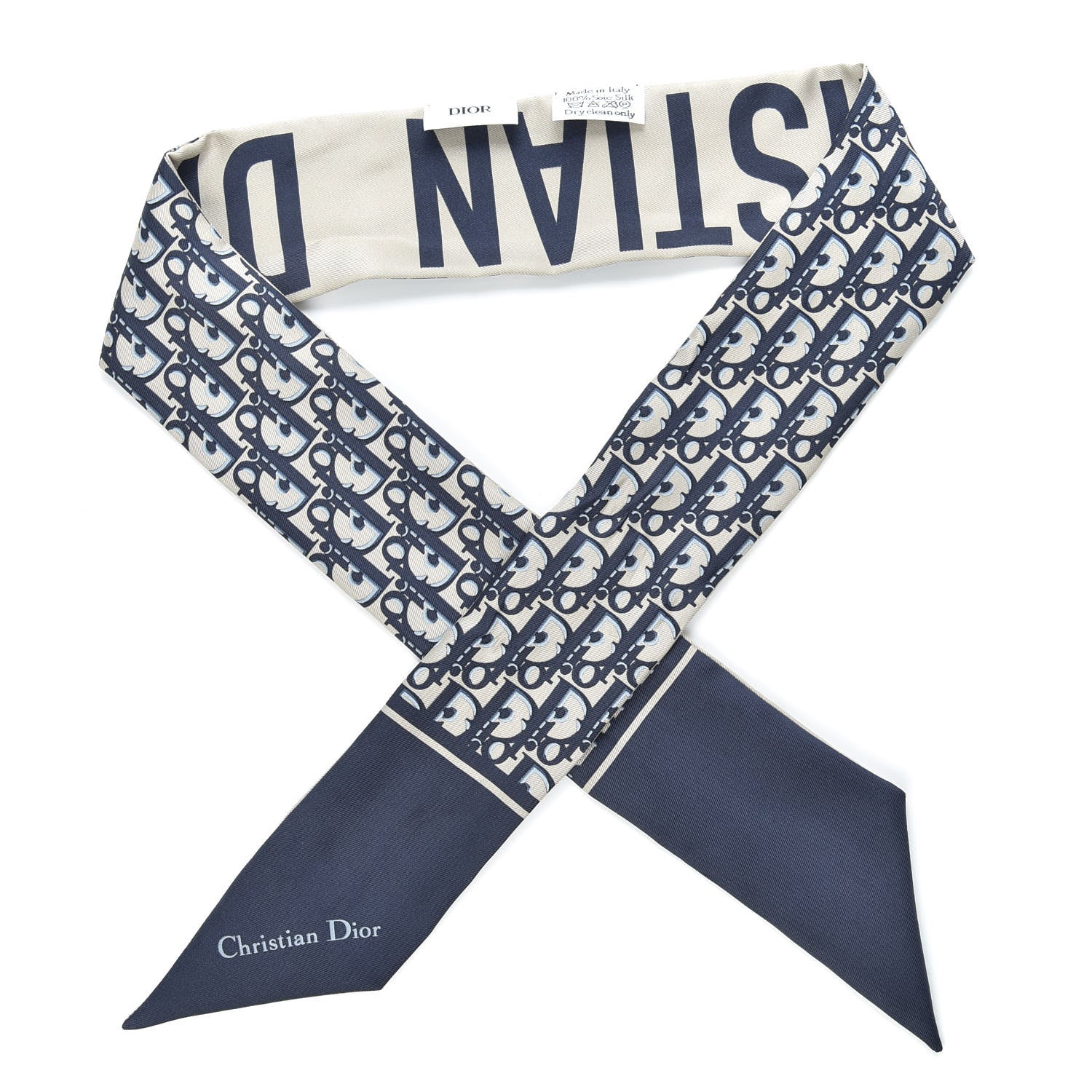 Christian Dior Silk Oblique Mitzah Scarf Blue 1 of 3