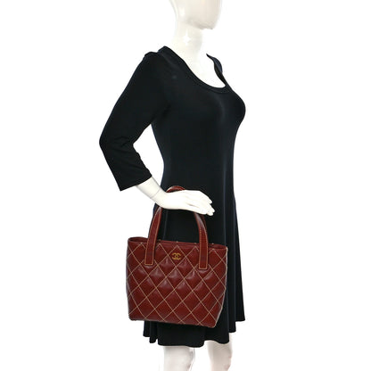Chanel Calfskin Stitch Small Surpique Tote Brown 2 of 9
