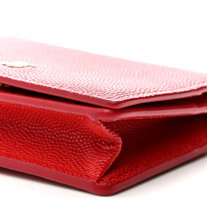 Burberry Grained Calfskin Chain Card Case Red 10 of 12