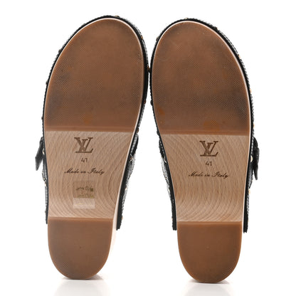 Louis Vuitton Calfskin Patent Monogram Cottage Clog Mules 41 Black 5 of 8