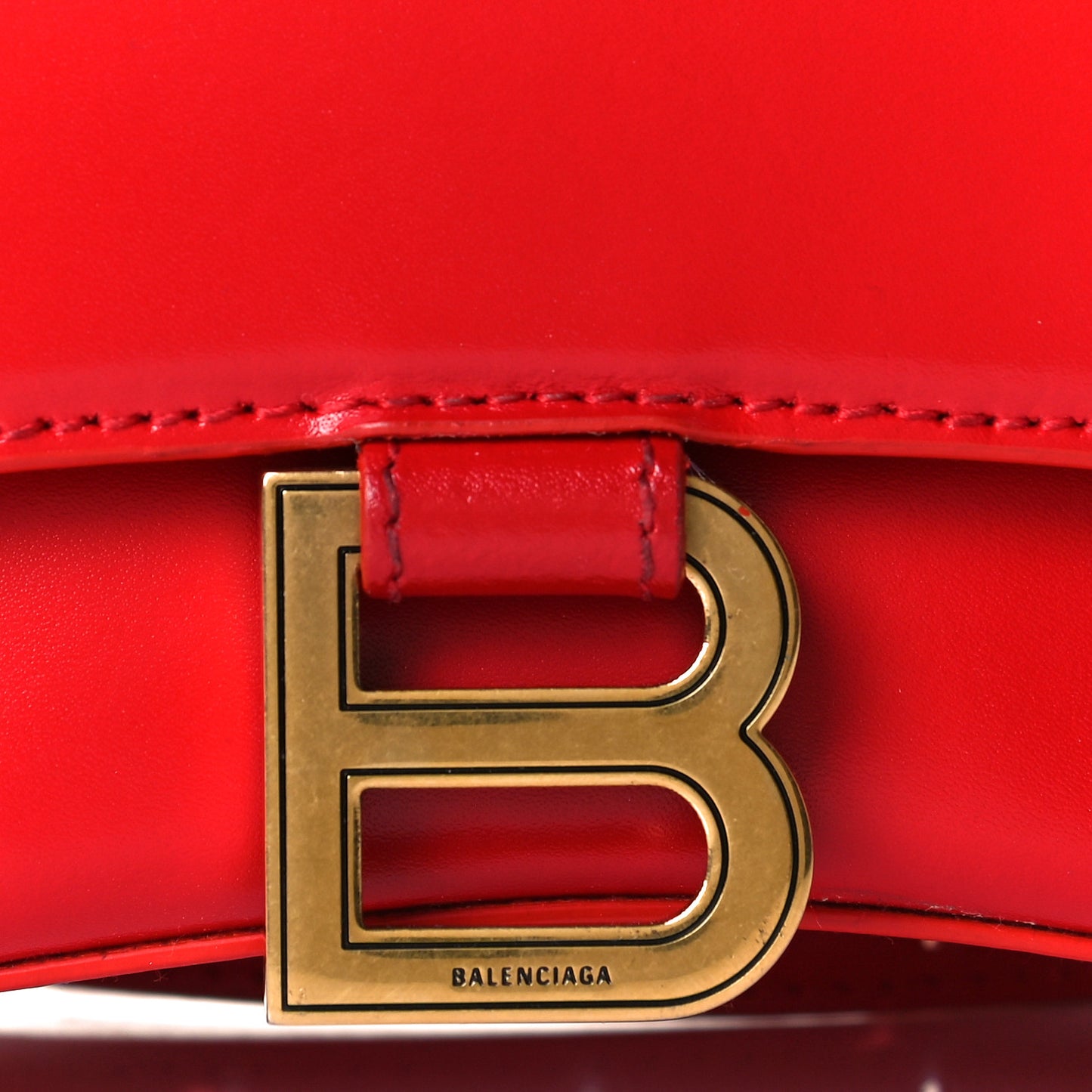 Shiny Box Calfskin Hourglass Top Handle Bag XS Bright Red