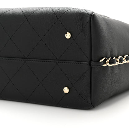 Chanel Bullskin Stitched Medium Shopping Bag Black 10 of 11