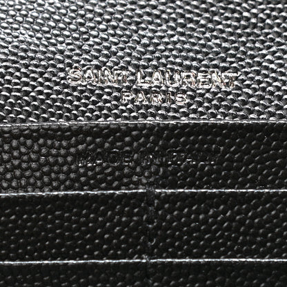 Saint Laurent Grain De Poudre Matelasse Chevron Monogram Flap Wallet Black 7 of 9