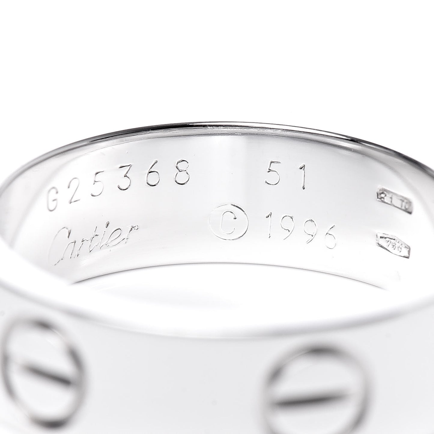 18K White Gold 5.5mm LOVE Ring 51 5.75