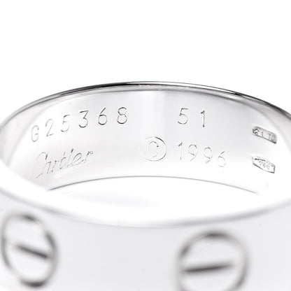 Cartier 18K White Gold 5.5mm LOVE Ring 51 5.75 4 of 4