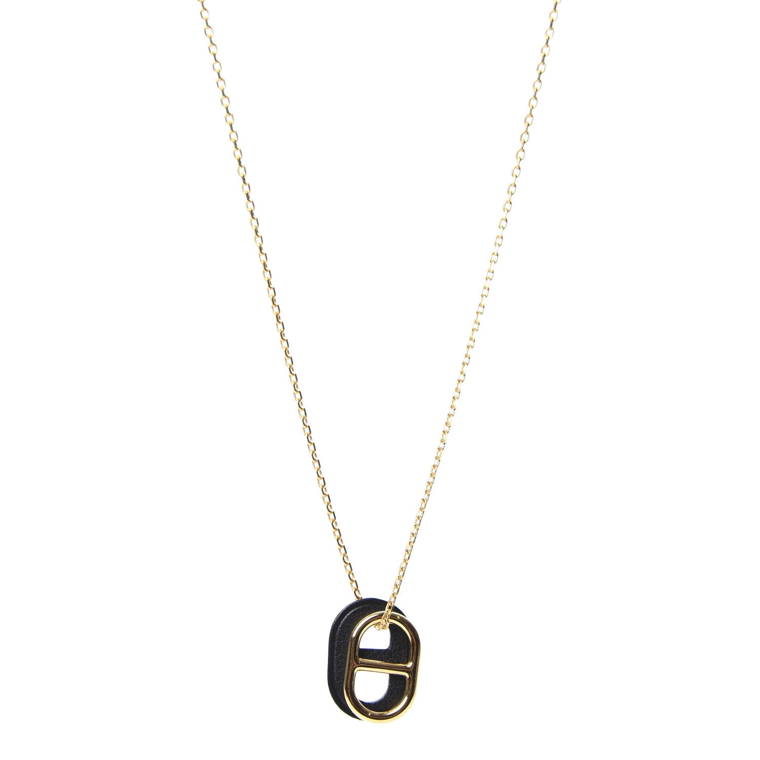 Hermes Swift O'Maillon Pendant Necklace Black 1 of 4