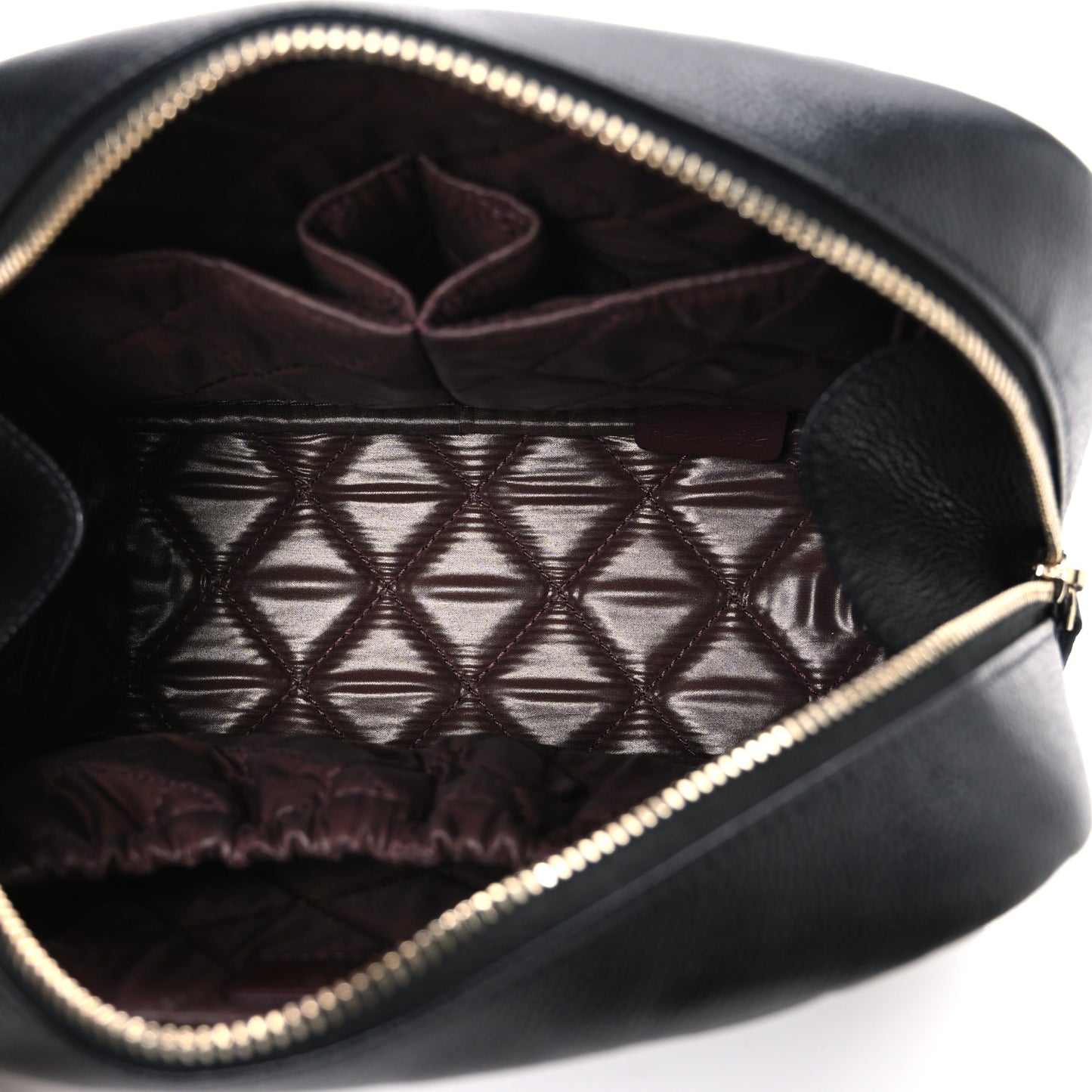 Caviar Quilted Medium Curvy Pouch Cosmetic Case Black