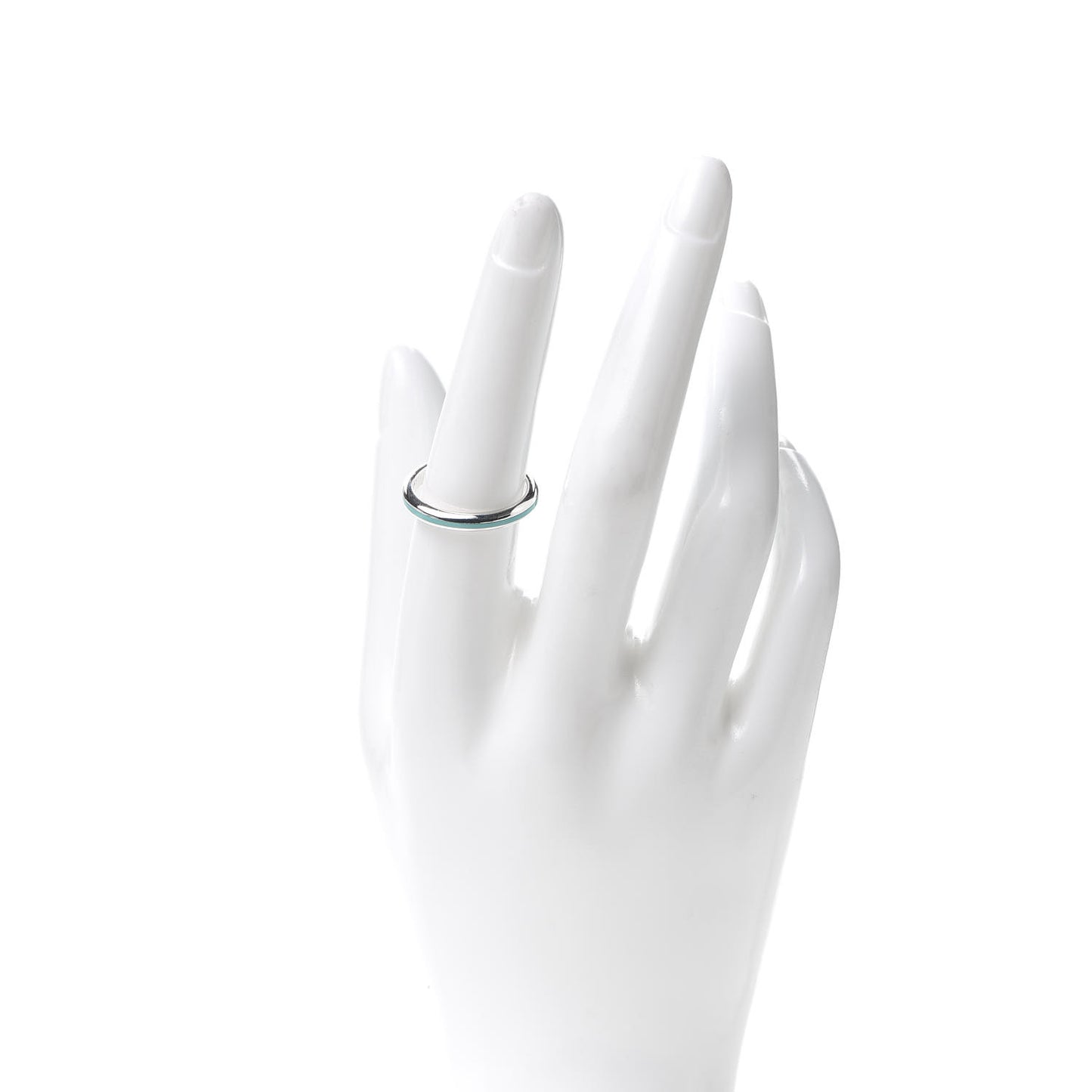 Sterling Silver Enamel Stackable Ring Blue 56 7.5