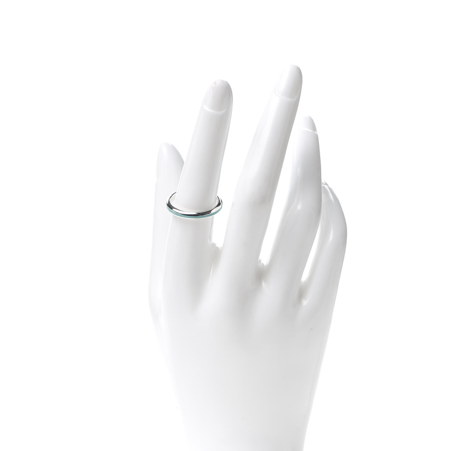 Tiffany Sterling Silver Enamel Stackable Ring Blue 56 7.5 2 of 4