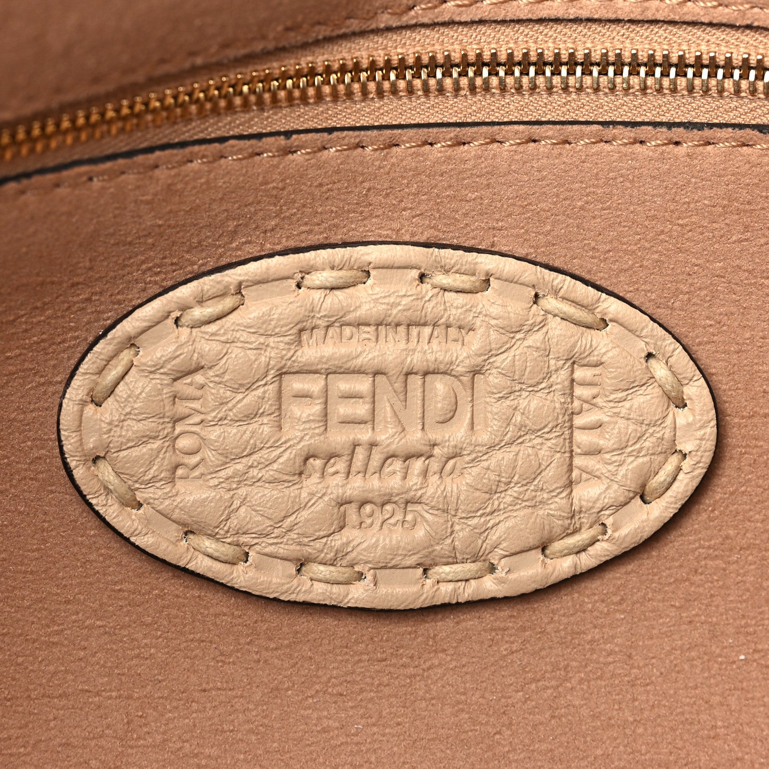 Fendi Curly Sheepskin Cuoio Romano Selleria Medium Baguette Plaster Panna 5 of 8