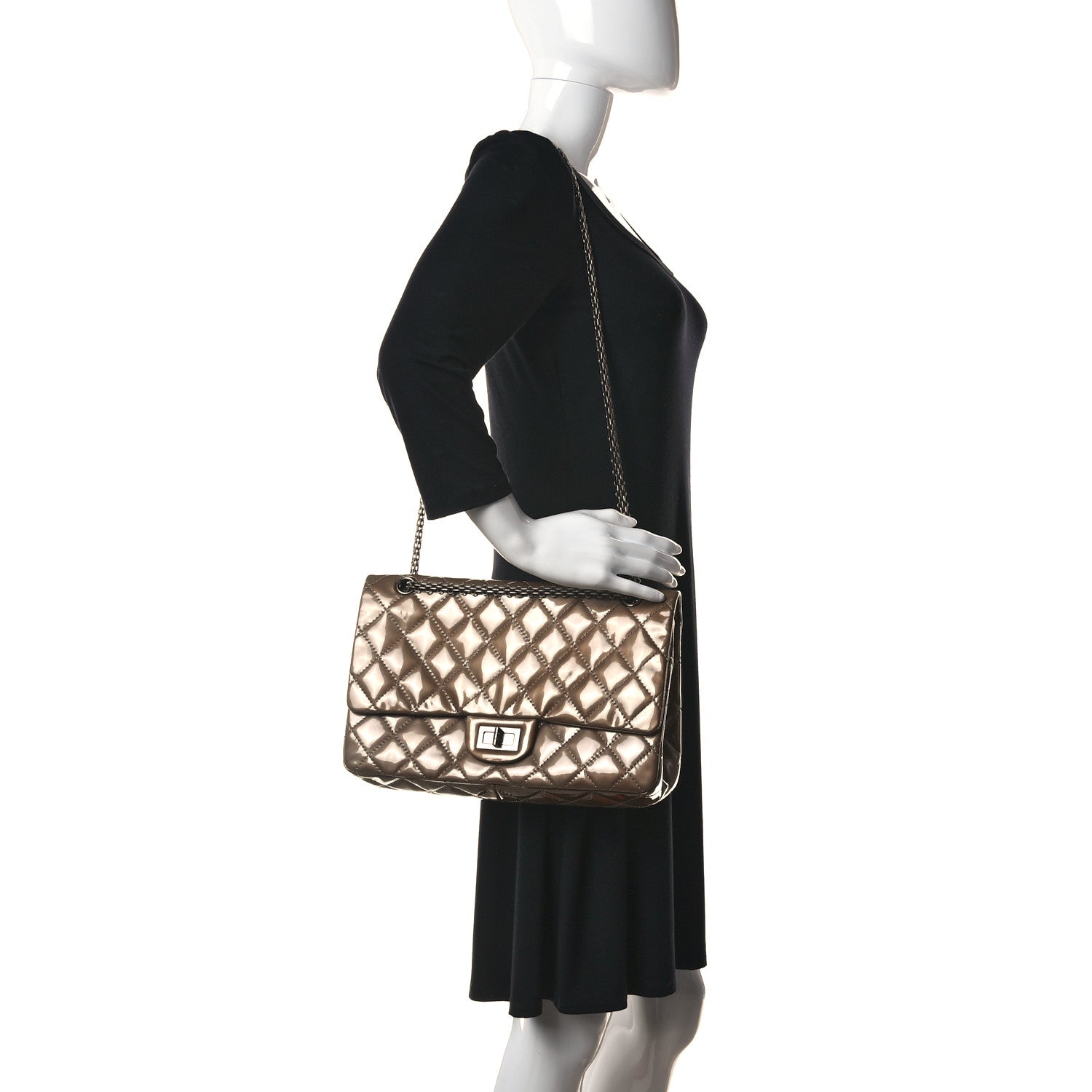 Chanel Patent Quilted 2.55 Reissue 227 Flap Taupe 2 of 15