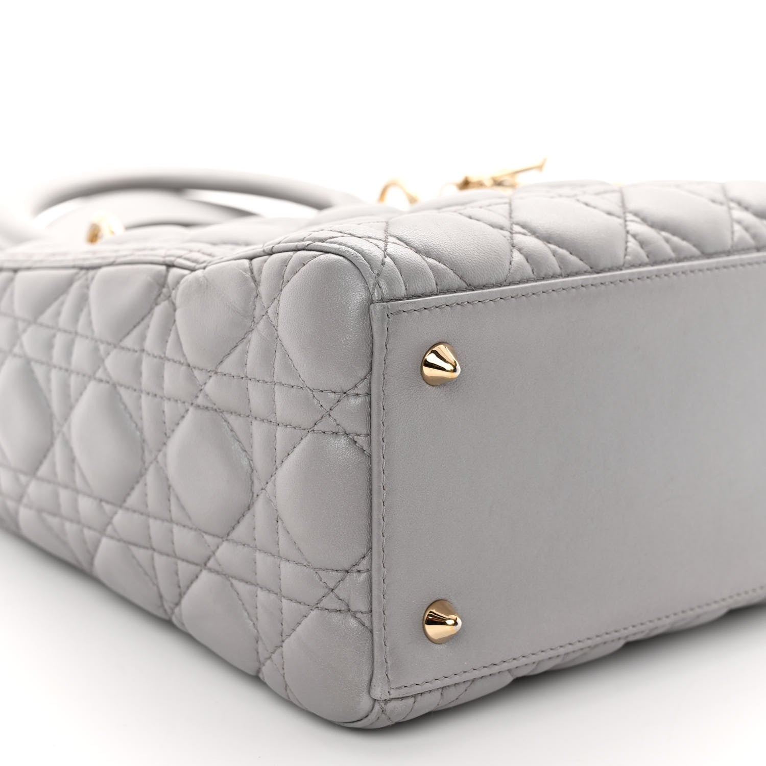 Christian Dior Lambskin Cannage Medium Lady Dior Grey 9 of 12
