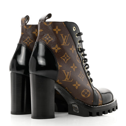 Louis Vuitton Patent Calfskin Monogram Star Trail Ankle Boots 37.5 Black 4 of 8