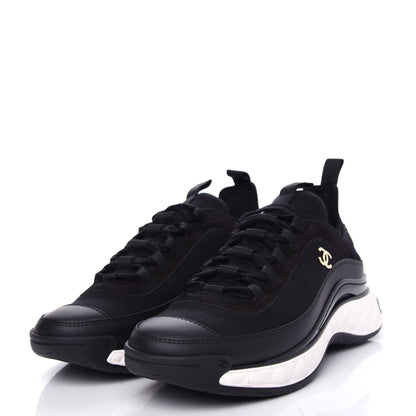Chanel Velvet Calfskin Mixed Fibers CC Sneakers 38 Black 3 of 11
