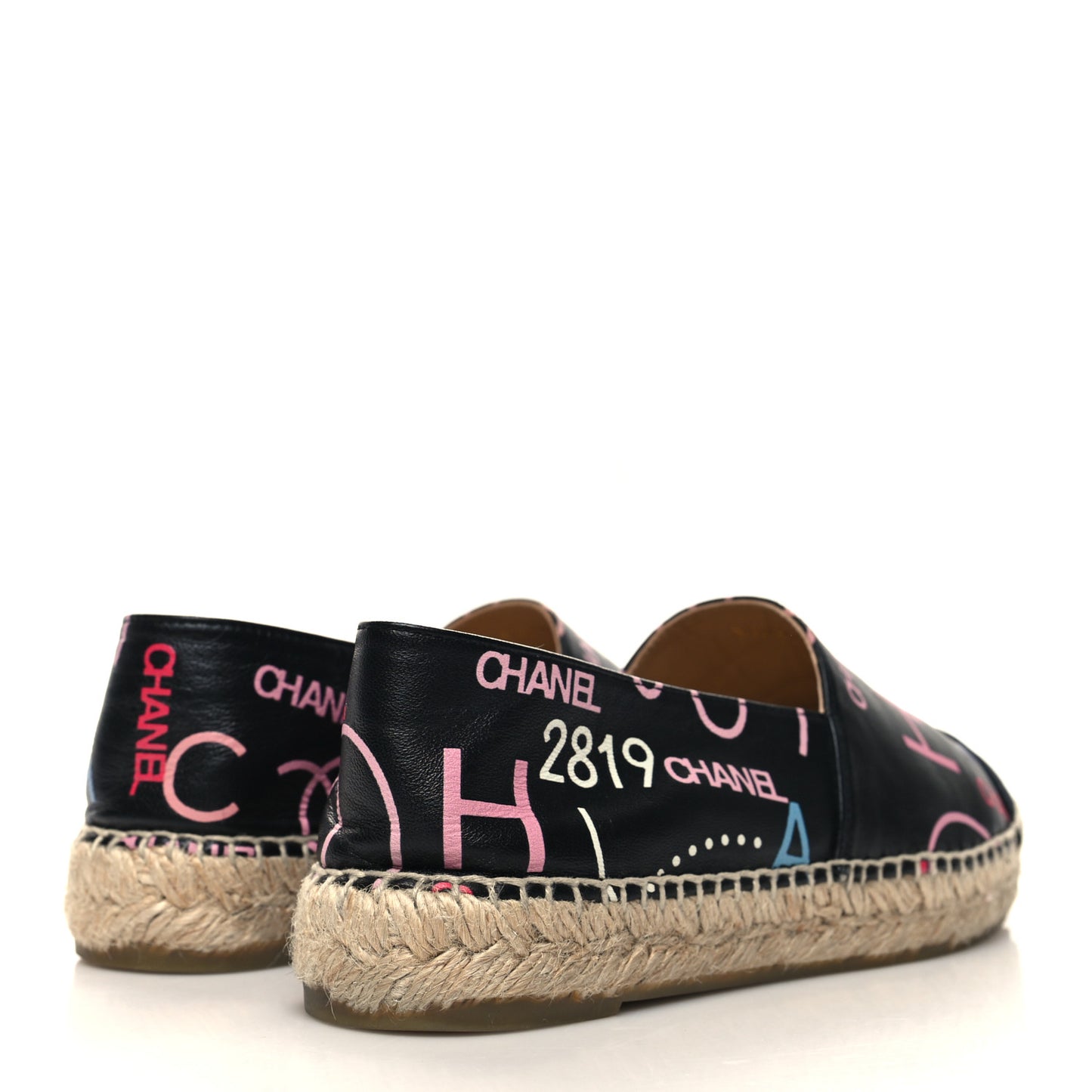 Lambskin Grosgrain Printed Espadrilles 38 Multicolor Black