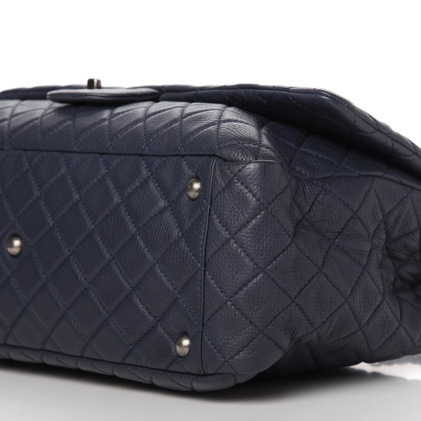 Calfskin Quilted XXL Travel Flap Bag Navy