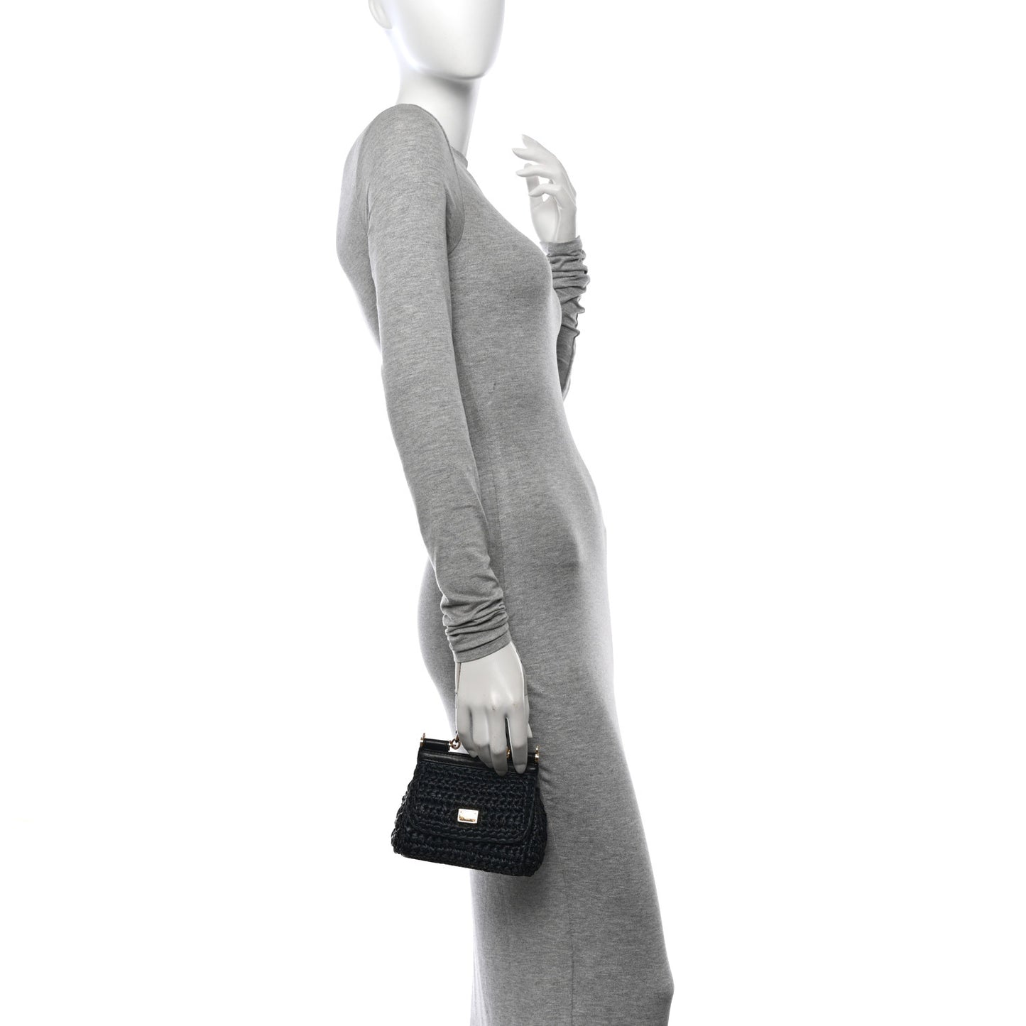 Raffia Crochet Micro Miss Sicily Satchel Black